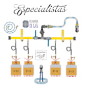 Central de Gás Completa 4 P-13 com Regulador 20 Kg/h Verde