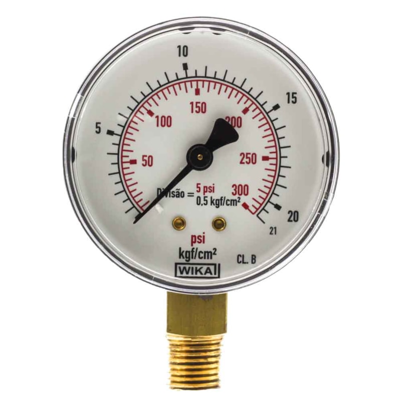 Manômetro de Gás 0 a 21 kg 300 PSI 62 mm