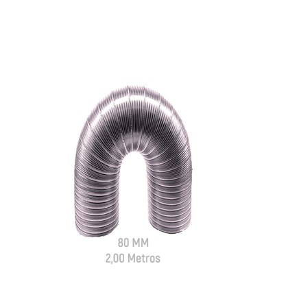 Tubo Alumínio 080mm 2,00m Ideal p/ Aquecedores e Exaustores